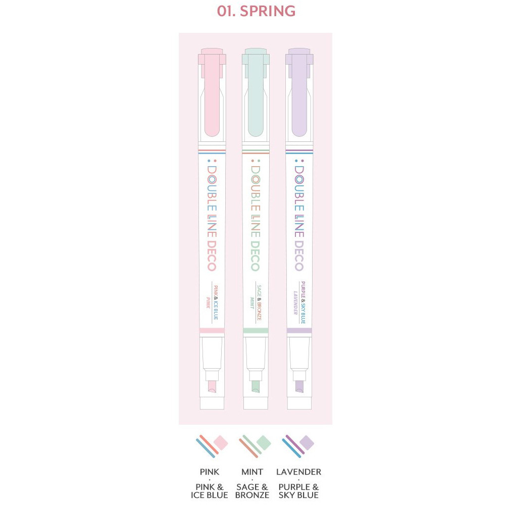 Spring - Iconic Dual Line Double Ended Color Pen Set